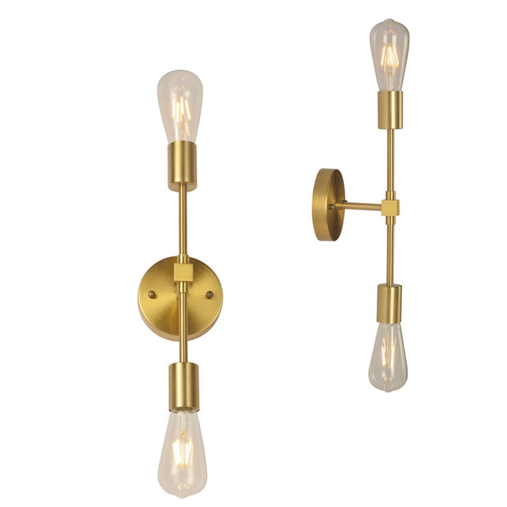 FZFLZDH Brass Gold Vanity Lights for Bathroom, Rustic 2 Light Wall Light Fixtures, Farmhouse Industrial Wall Lamp