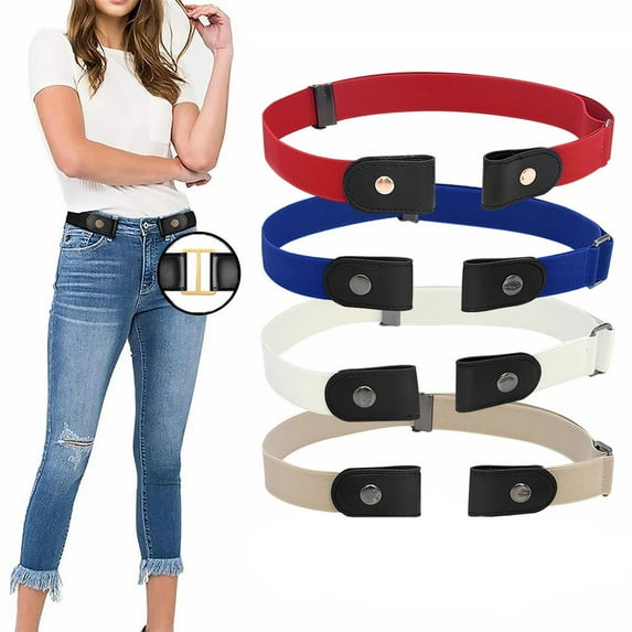 FZFLZDH Buckle Free Adjustable Women Belt, No Buckle Invisible Elastic Belt for Jeans Pants Blue