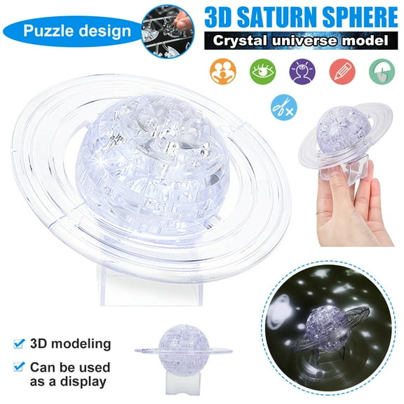 FZFLZDH Building Blocks 3D Crystal Puzzle 3D Puzzle Puzzle Building Blocks 3D Saturn Planet Crystal Puzzle(Transparent)