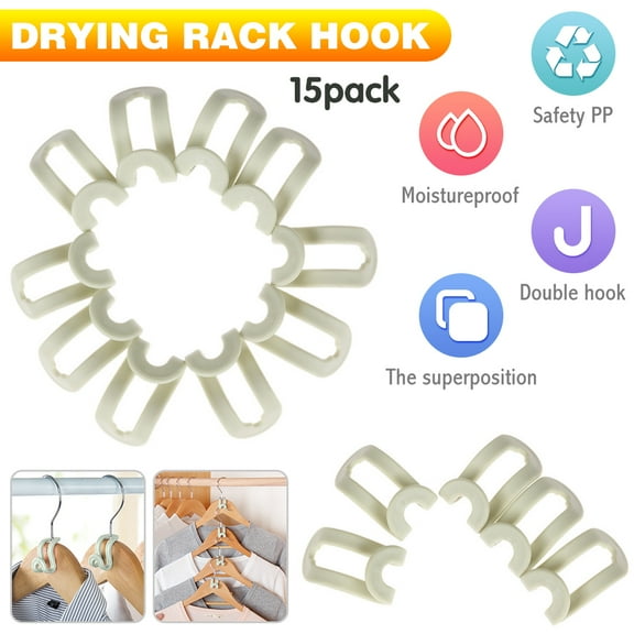FZFLZDH Clothes Hanger Connector Hooks, 15 Pack Multi-Level Cascading Hanger Hooks, Plastic Heavy Duty Cascading Mini Hooks for Velvet Hangers Space Saver Closet Organizer-Green