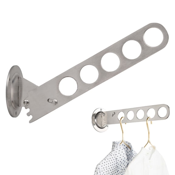 FZFLZDH Clothing Multiple Hook Wardrobe Organizer Wall Mounted Clothes Bar-Hanger Holder Organizer,Stainless Steel Matte Silver