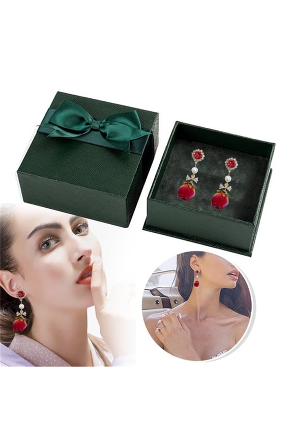 Elegant Pearl Crystal Rose Stud Earrings Real Sweet Rose Eardrop By Epoxy Process Vintage Eternal Flower In Jewellery