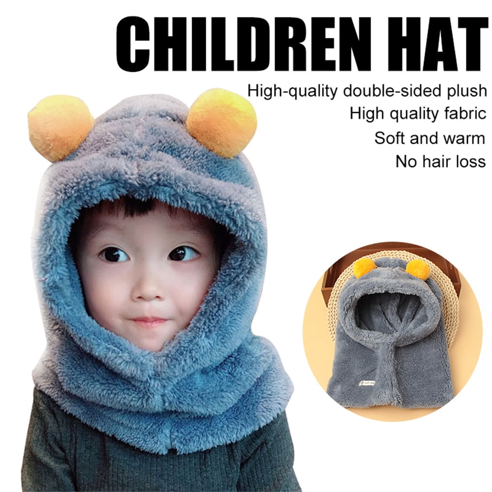 FZFLZDH Kids Winter Windproof Cap,Children's Double Warm Balaclava Face Mask for Cold Weather,Neck Warmer,Adjustable Full Face Cover,Blue and Average Size