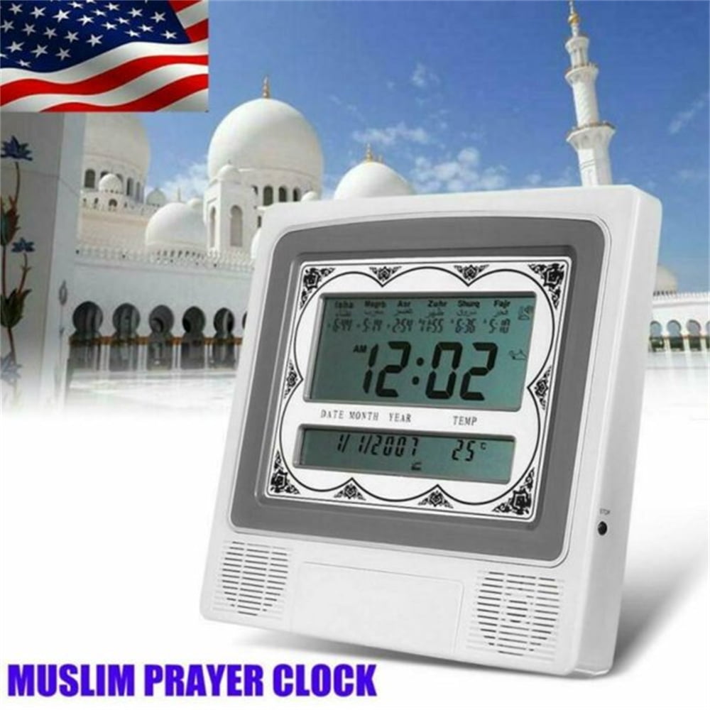 FZFLZDH LCD Automatic Digital Islamic Azan Muslim Prayer Alarm Wall & Table Home Clock Islamic Clock Muslim Digital Alarm with Temperature Display, Hijri and Gregorian Calendars