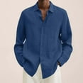 thumbnail image 1 of FZFLZDH Mens Long Sleeve Linen Shirt Summer Loose Fit Lightweight Button Down Shirt, 1 of 5