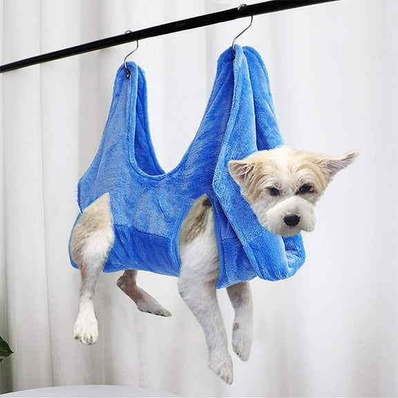 FZFLZDH Multi-purpose Dry Towel Dog and Cat Hammock Strap Bag for Bathing, Washing, Grooming and Nail Trimming Blue/S