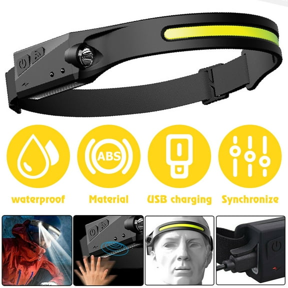 FZFLZDH Rechargeable LED Headlight 230° Lighting, Waterproof, Motion Sensor Headlight, USB Headlight, Suitable For Hiking, Running, Fishing, Camping