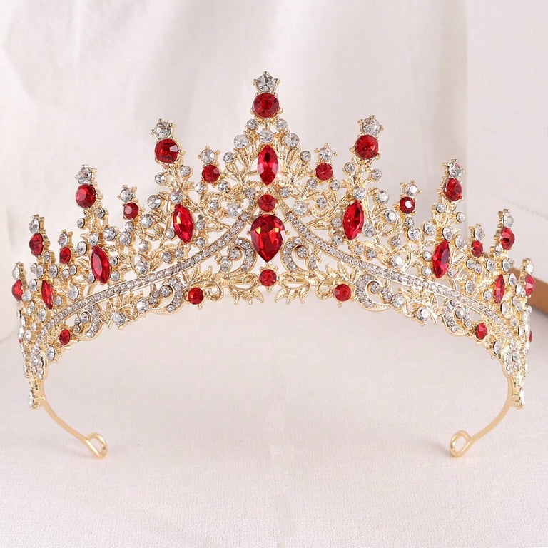 Gold Red Rose Crystal Tiara - Women Accessories Amazon.com: Red Rose Tiara Bridal Wedding Crystal Crown Gold  main image 3