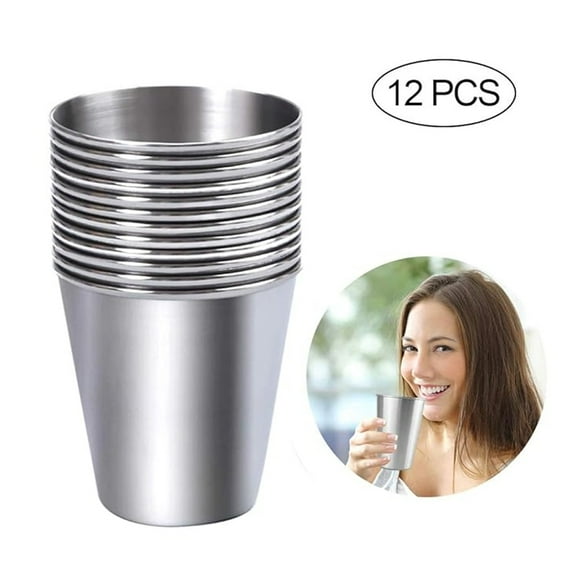 FZFLZDH 12 Pieces Stainless Steel Shot Cups Stainless Steel Shot Glass Drinking Tumbler (1.5 Ounce/45 ml)