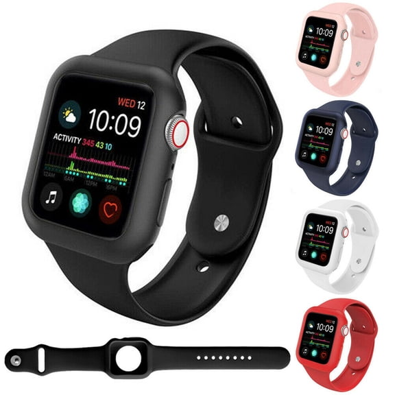 FZFLZDH Silicone Watch Band Case Protect Cover Strap 44mm For Apple Watch Series 4 5 Royalblue
