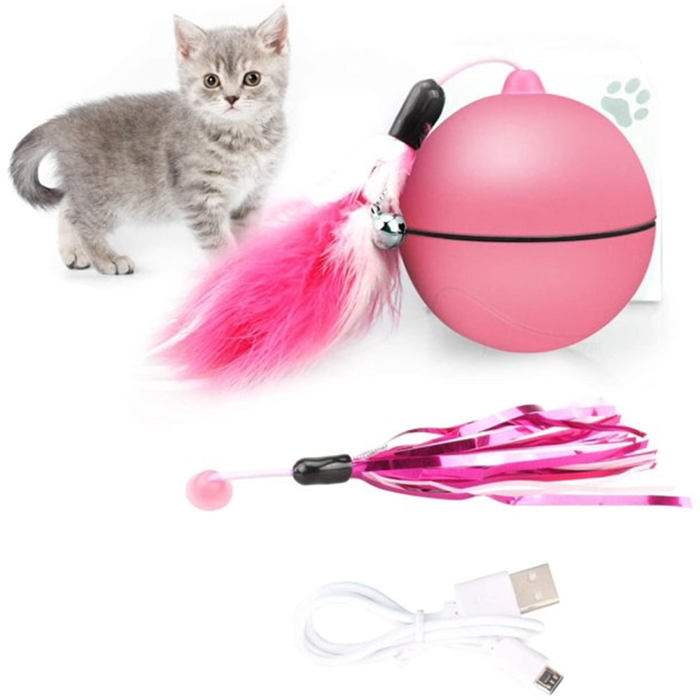 FZFLZDH Smart Interactive Cat Toy - Newest Version 360 Degree Self Rotating Ball, USB Rechargeable Pet Toy, Build-in Spinning Led Light
