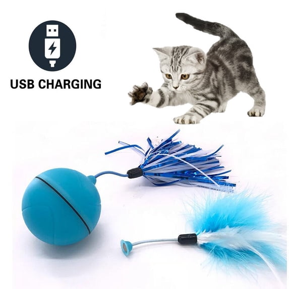 FZFLZDH Smart Interactive Cat Toy - Newest Version 360 Degree Self Rotating Ball, USB Rechargeable Pet Toy, Build-in Spinning Led Light