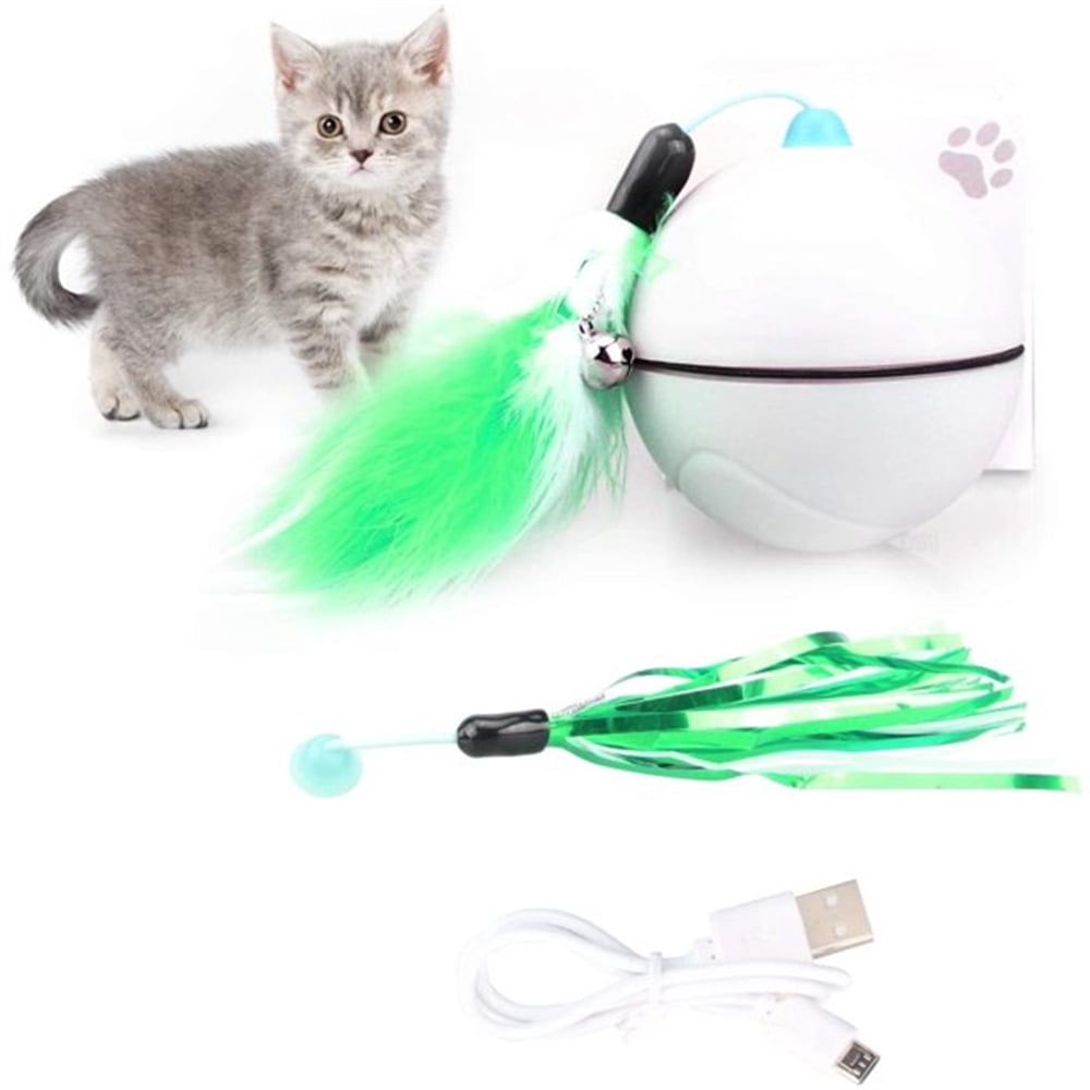 FZFLZDH Smart Interactive Cat Toy - Newest Version 360 Degree Self Rotating Ball, USB Rechargeable Pet Toy, Build-in Spinning Led Light