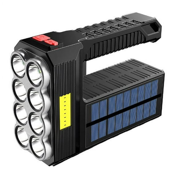 FZFLZDH Solar Rechargeable Portable Searchlight Household 8 LED Handheld Emergency Multi-function Flashlight Outdoor Emergency Marine Boat Search Light