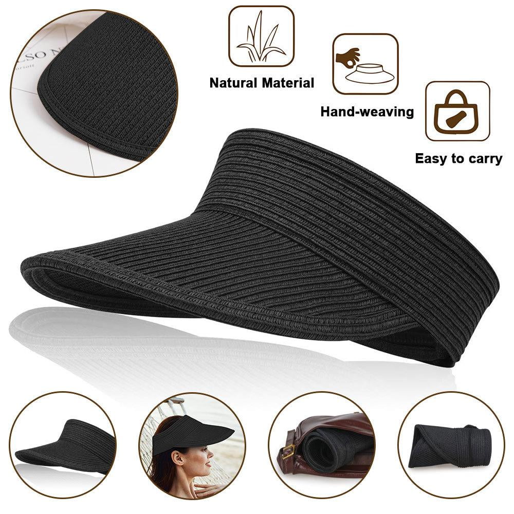 Wide Brim Sun Hats Roll-up Foldable Straw Golf Visor Hat SHELLTON Sun Visor Hats, Wide Brim Beach Hat Roll-up Golf  main image 4