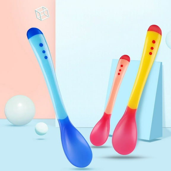 FZFLZDH Temperature Sensing fork for Kids Boys Girls Silicone fork Feeding Baby fork Toddler Flatware