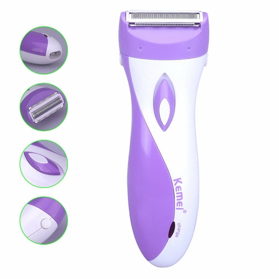 FZFLZDH Women Electric Shaver Rechargeable Waterproof Razor Painless Epilator Body Hair Remover/purple