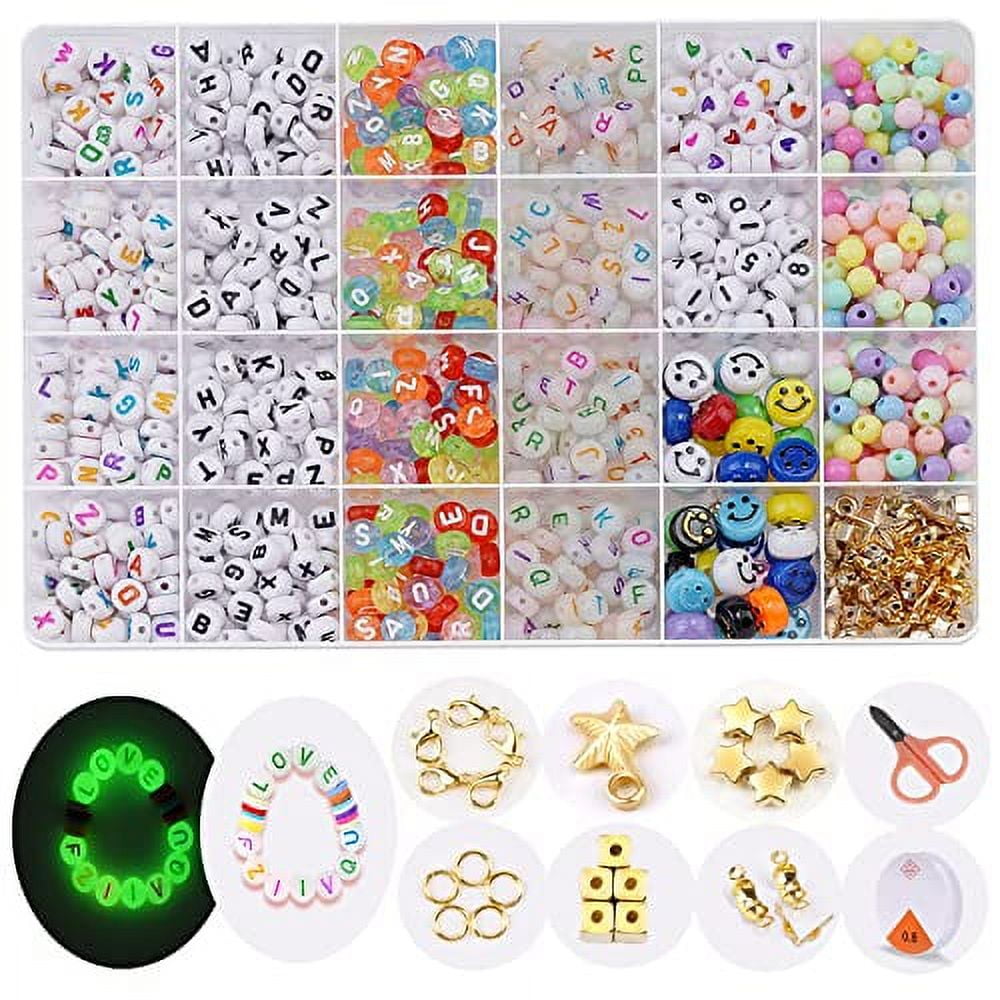  Suaxova 1480pcs Letter Beads Kit for Bracelets Making, 4x7mm  Round A-Z Alphabet Beads for Friendship Bracelets with Colorful Heart Beads  Smiley Face Beads Crystal String for Jewelry Making : Arts, Crafts