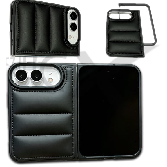 FZJUCX Puffer Jacket Phone Case for Foldable Smartphones, Compatible with Apple iPhone Duo, Shockproof PC Cover, Black
