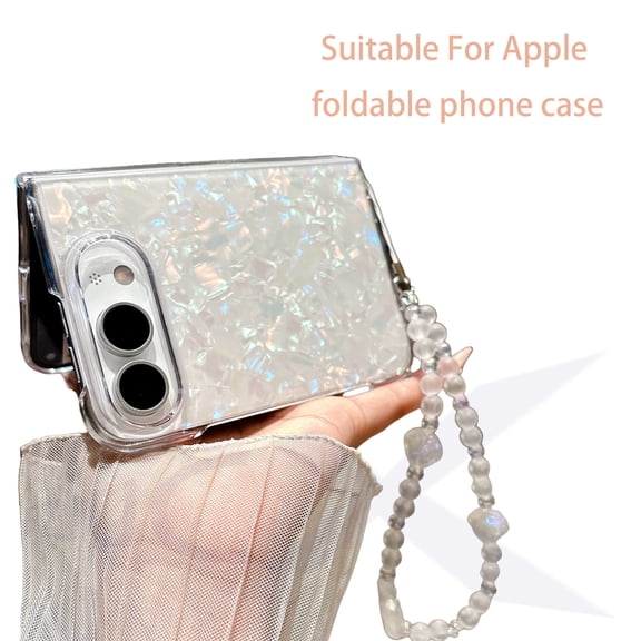 FZJUCX Compatible with Apple iPhone 18 Duo Case, Shell Pattern Foldable Phone Cover with Detachable Chain, Shockproof TPE Protective Shell (2 Styles)