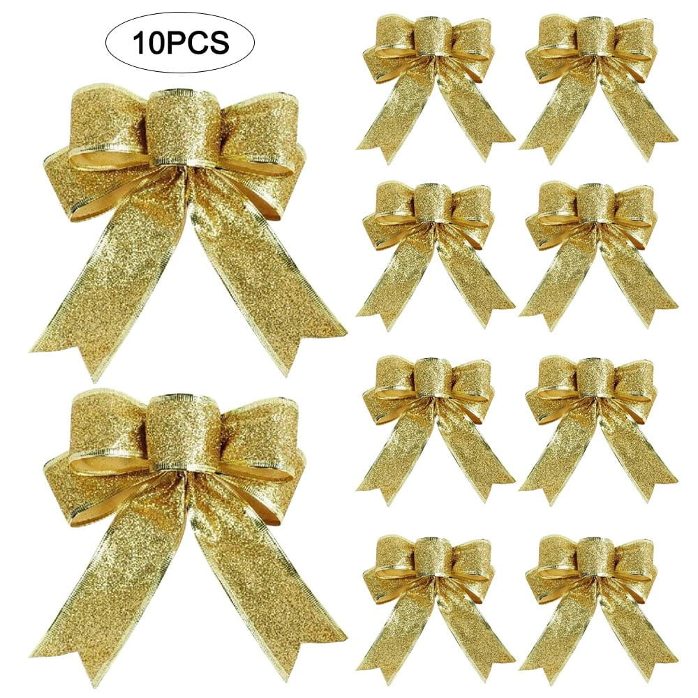 40Pcs Gingham Checked Ribbon Bows 45MM DIY Decoration Accessories Handmade  Gold Sliver Satin Ribbon Flower For Gift Crafts 5/8