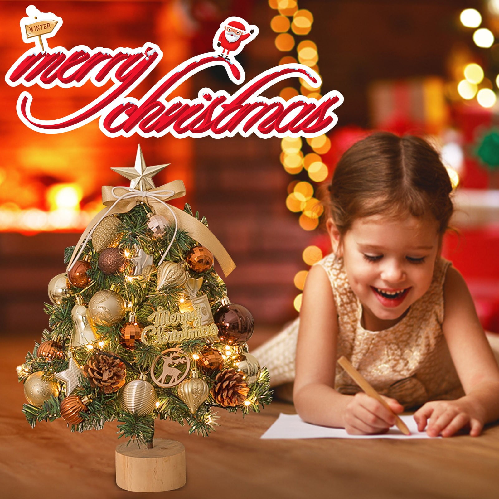 FZM Christmas Tree Tabletop Mini Christmas Tree 17.72 Inch Small