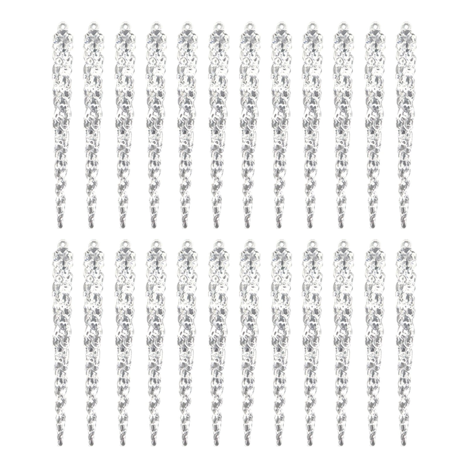FZM Ornaments Clear Glass Icicle Christmas Ornament Set Of 24 Hangs