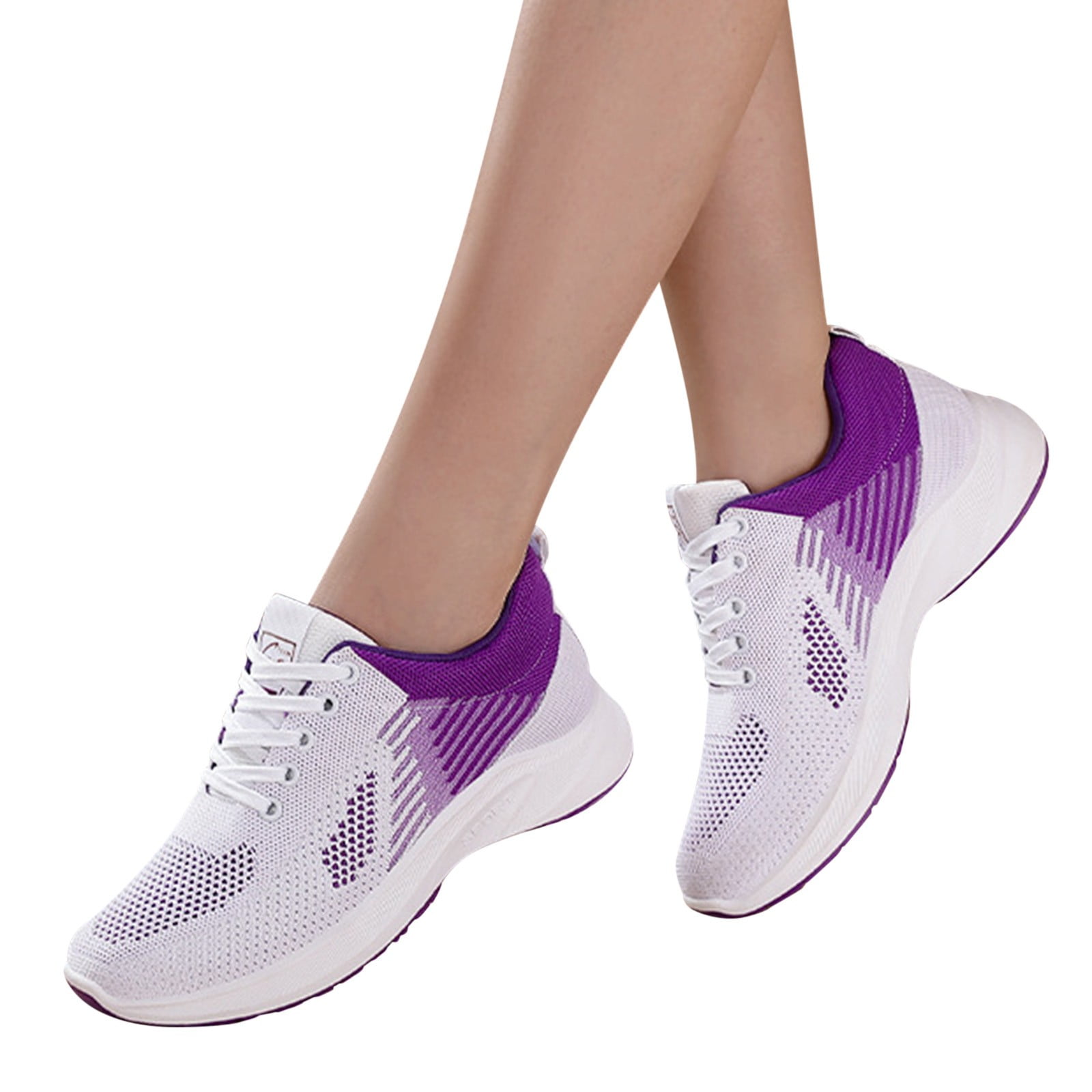 FZM Sneakers For Women Running Shoes Women Breathable Lace Up Shoes Flats Casual Shoes Unisex Lightweight Work Shoes Sporty Breathable Slip Work Trainers Purple US Size 6.5 Walmart