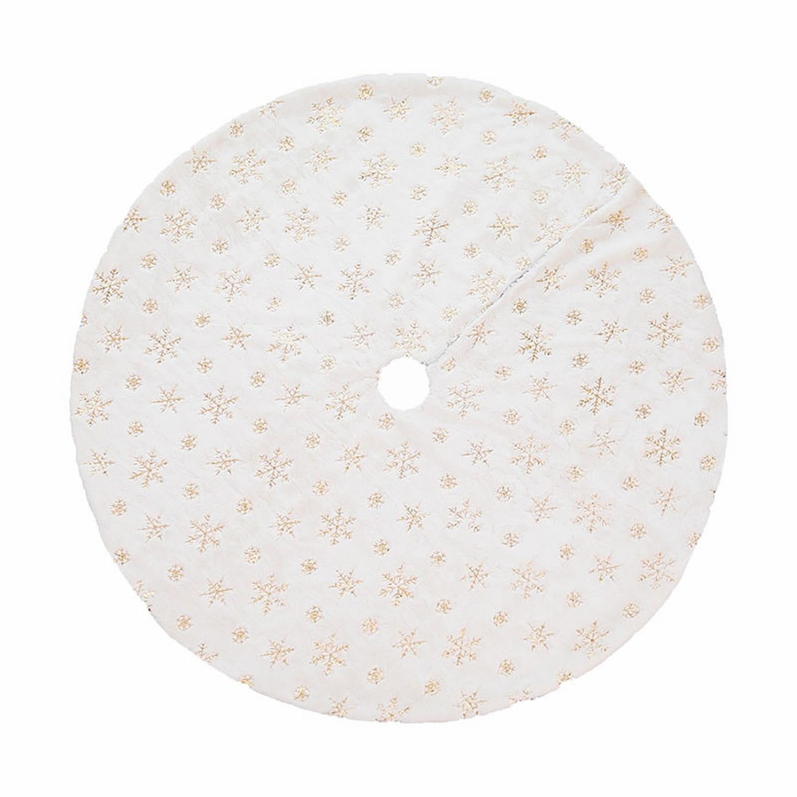 FZM Snowlflake Christmas Tree Skirt. Large Snowy White Faux Tree Skirt