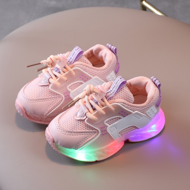 FZM Toddler Shoes Children Kids Baby Girls Sneakers Bling Led Light