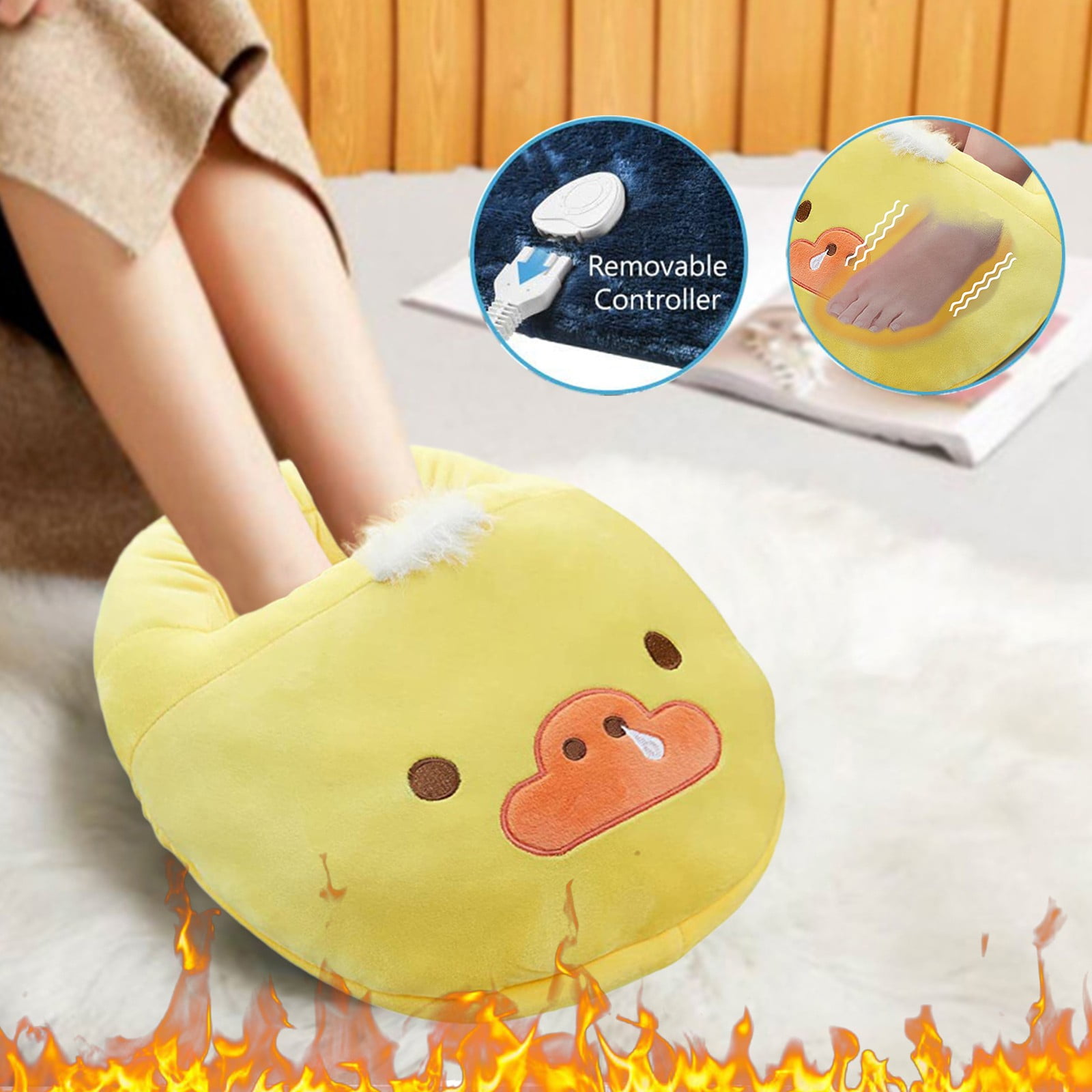 FZM USB Foot Warmer Heating Winter Foot Warmer Home Pure Color Plush