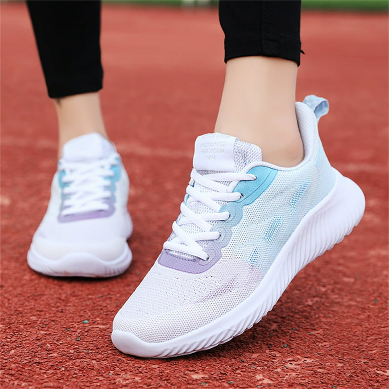 FZM Women shoes Fashion Summer Women Sneakers Mesh Hollow Breathable  Comfortable Lightweight Lace Up Gradient Color 