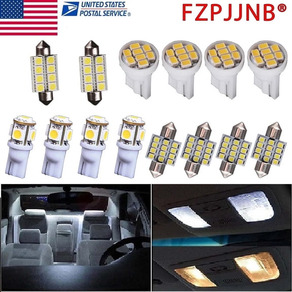 FZPJJNB 14x T10 31mm 42mm Festoon Combo LED Car Interior Inside Light Dome Map Door License Plate Lights White,C02