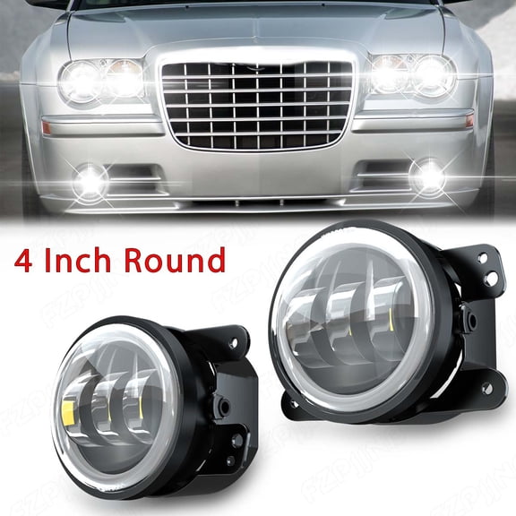 FZPJJNB 2pc 4 Inch Round Led Fog Lights Driving Lamps Front Bumper for Chrysler 300c 2005-2010 300 2005-2006 Srt8,C02