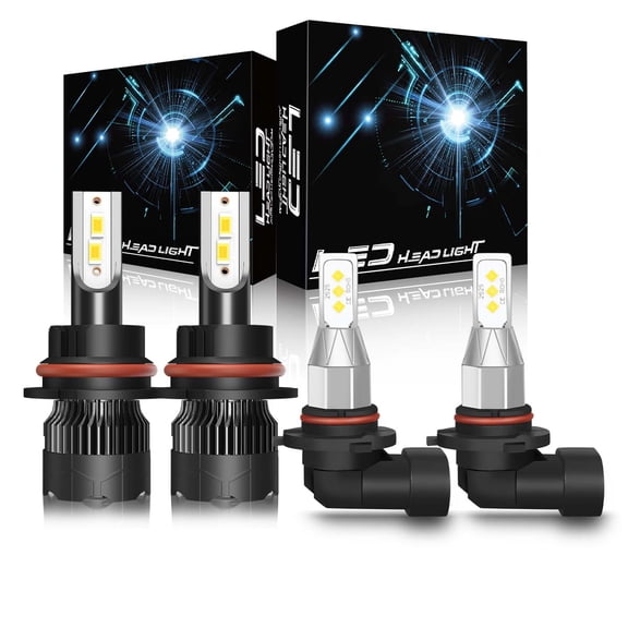 FZPJJNB 4PCS 9007 LED Headlight + 9006 Fog Light 6000K White for 2001 2002 Dodge Neon