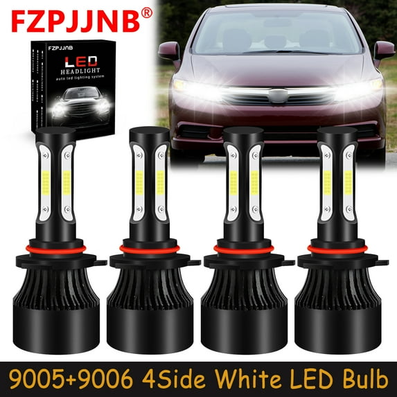 FZPJJNB 4Side for Honda Civic 2006-2011 Sedan 4Dr LED Headlights Bulbs High Low Beam,9005+9006,X7,C13