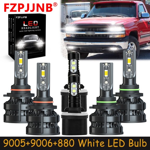 FZPJJNB 9005+9006+880 For Chevy Silverado 1500 2500 1999-2002 LED Headlight Bulb High Low Fog Light,Z8,C09