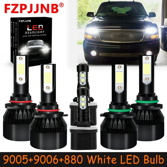 FZPJJNB 9005+9006+880 for Gmc Yukon Denali 2004-2005 White Led Headlights Bulb High Low Beam Fog Light,C9B,C03