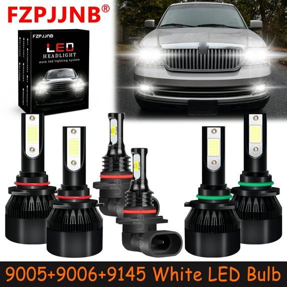 FZPJJNB 9005+9006+9145 for Lincoln Navigator 2003-2006 White Led Headlights Bulb High Low Beam Fog Light,C9B,C04