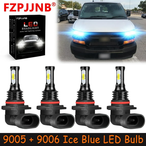 FZPJJNB 9005+9006 for Chevy Express 2500 3500 1996-2019 Ice Blue Led Headlights Bulb High Low Beam,HKL,C12