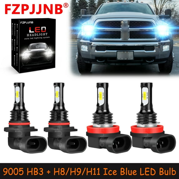 FZPJJNB 9005+H8/H9/H11 for Dodge Ram 1500 2500 3500 2009-2018 Ice Blue Led Headlights Bulb High/Low Beam,HKL,C06