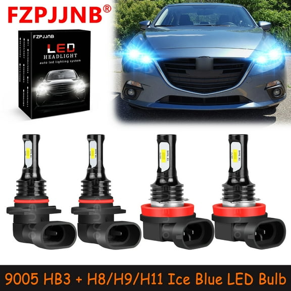 FZPJJNB 9005+H8/H9/H11 for Mazda 3 2010-2018 Ice Blue Led Headlights Bulb High/Low Beam,HKL,C08