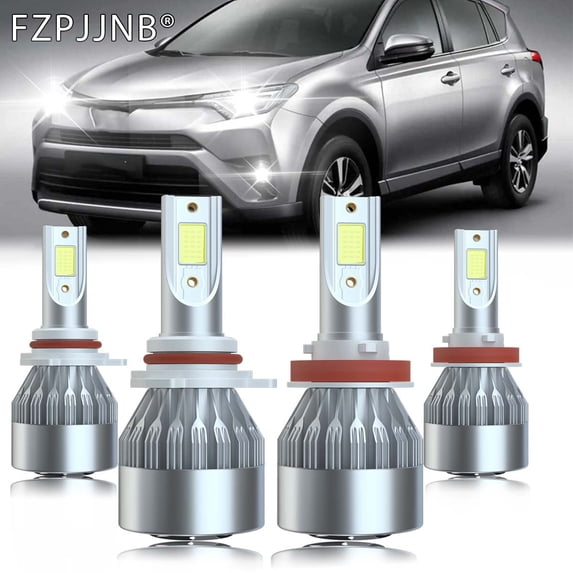 FZPJJNB 9012+H11 LED White 6000K Automotive Bulb Fits Toyota RAV4 2016 2017 2018