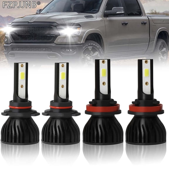 FZPJJNB For 2009-2012 Dodge Ram 1500 2500 3500 - LED Headlight Bulbs Super Bright White 6000K Kit 4-Pack