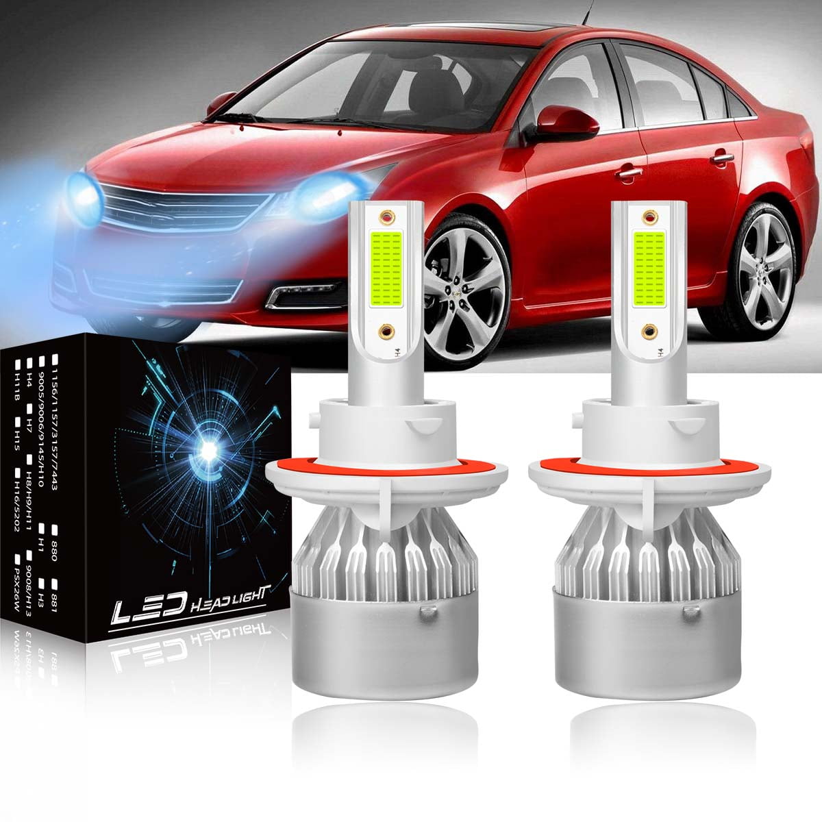 FZPJJNB For Chevy Cruze 2011-2016 - H13 9008 Combo LED Headlights Bulbs ...