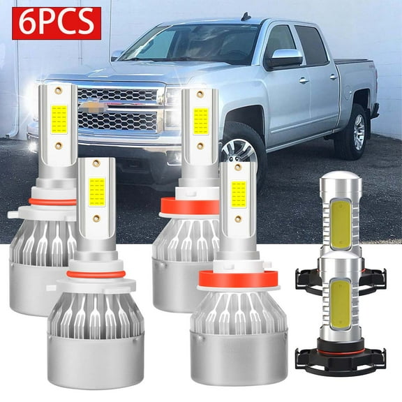 FZPJJNB For Chevy Silverado 1500 2007-2015 H11 9005 LED Headlight High/Low Beam + H16 Fog Light Bulbs