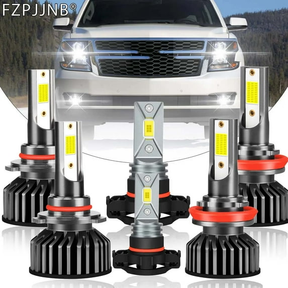 FZPJJNB For Chevy Tahoe 2007-2015 - 9005 H11 5202 LED Headlight + Fog Bulbs 6000K White