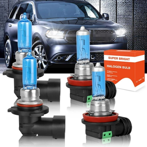 FZPJJNB For Dodge Durango 2011-2013 9005 High Beam + H11 Low Beam Halogen Headlight Bulbs Combo