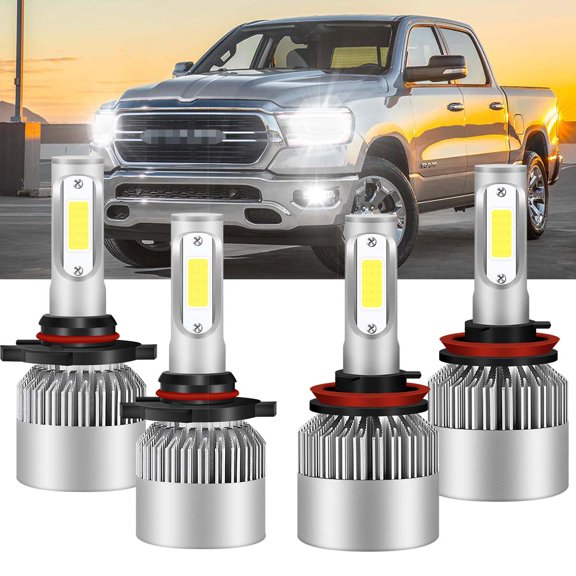 FZPJJNB For Dodge Ram 1500 2500 3500 2009-2022 9005 H11 LED Headlight Bulbs High Low Beam Kit