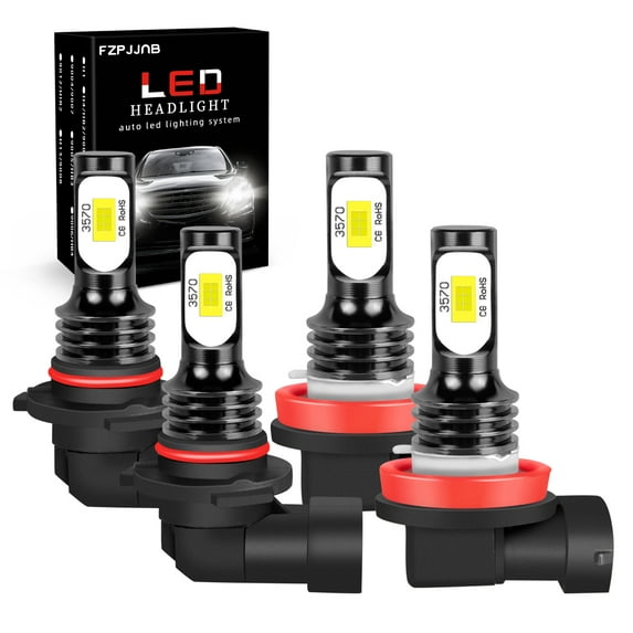 FZPJJNB For Ford Escape 2017 2018 2019 H11 9005 Led Headlight Bulbs High Low Beam Lamp Cool White 40w 6000k Combo 8000lm 4pcs